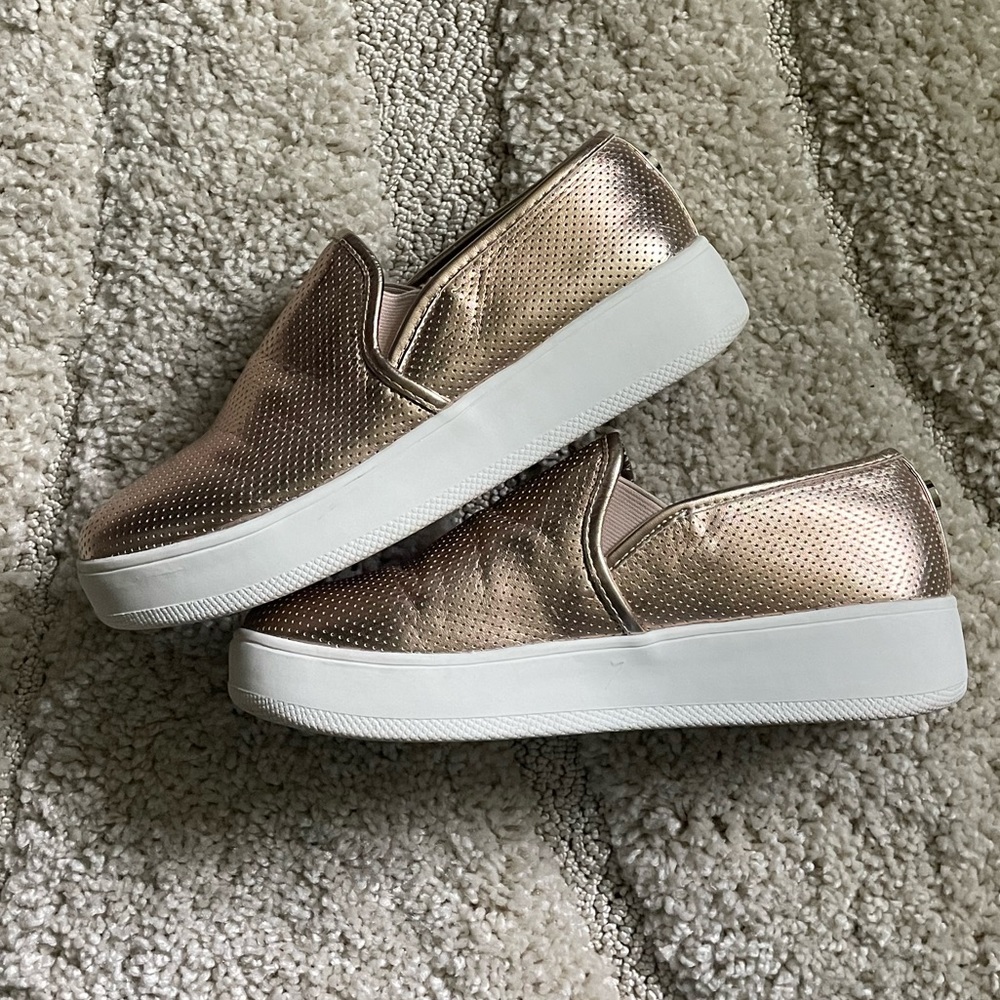 Steve Madden Gracy Rose Gold Slip On Platform Shoes Size 8